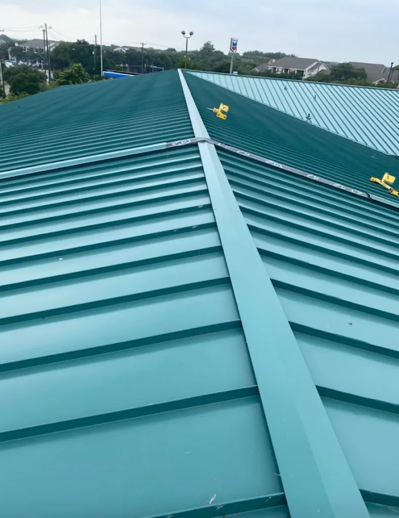 Green commercial metal roof ridge and valley for Metal Roof Repair in Union City